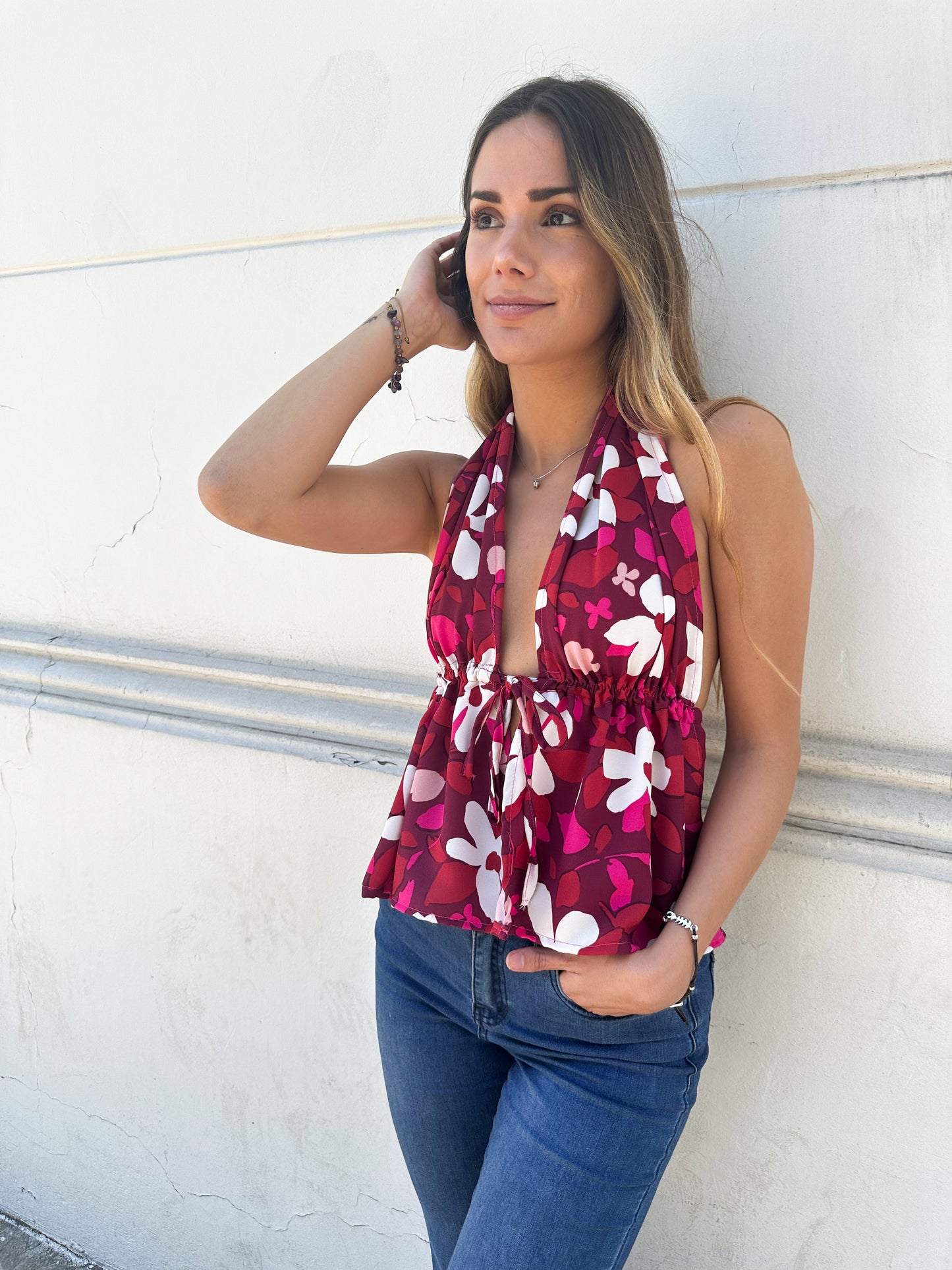 Top Marsella flores pink