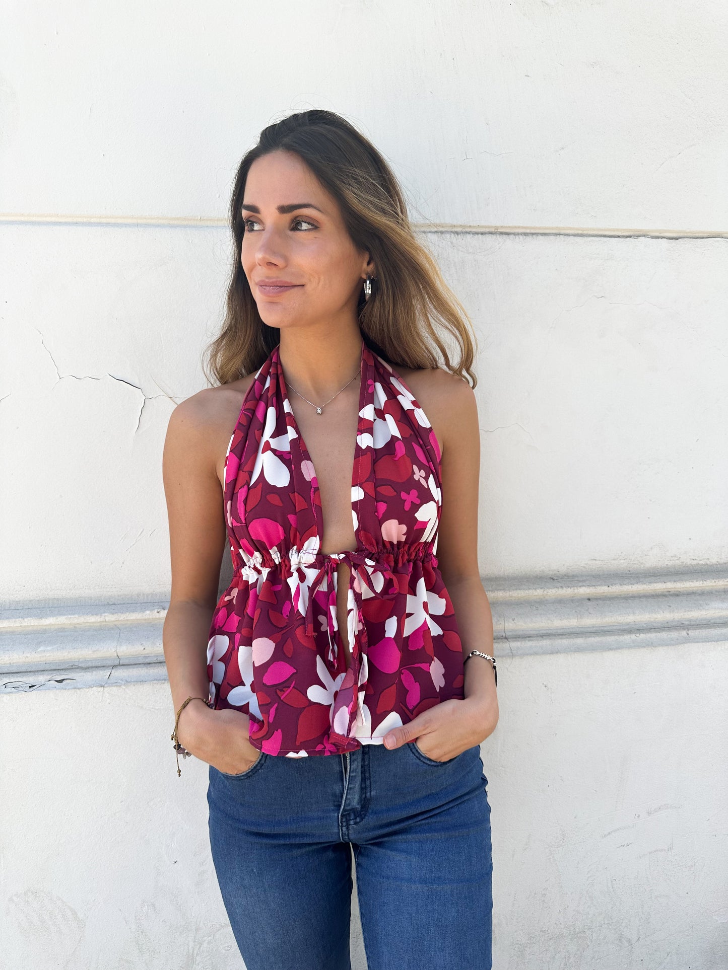 Top Marsella flores pink