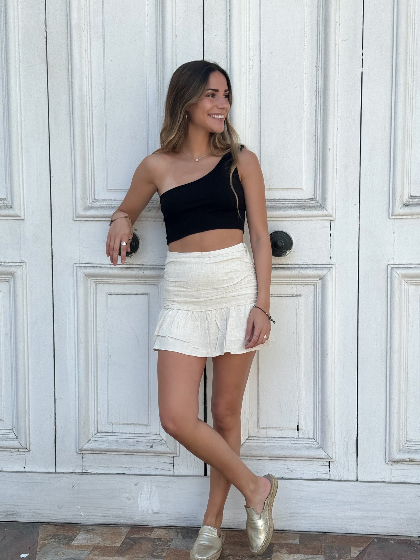 Falda short Rosario beige