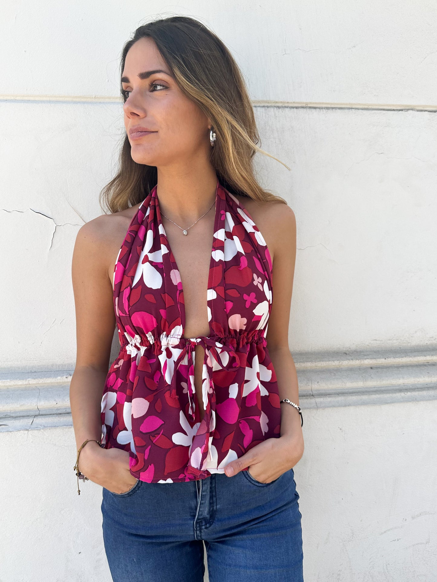 Top Marsella flores pink
