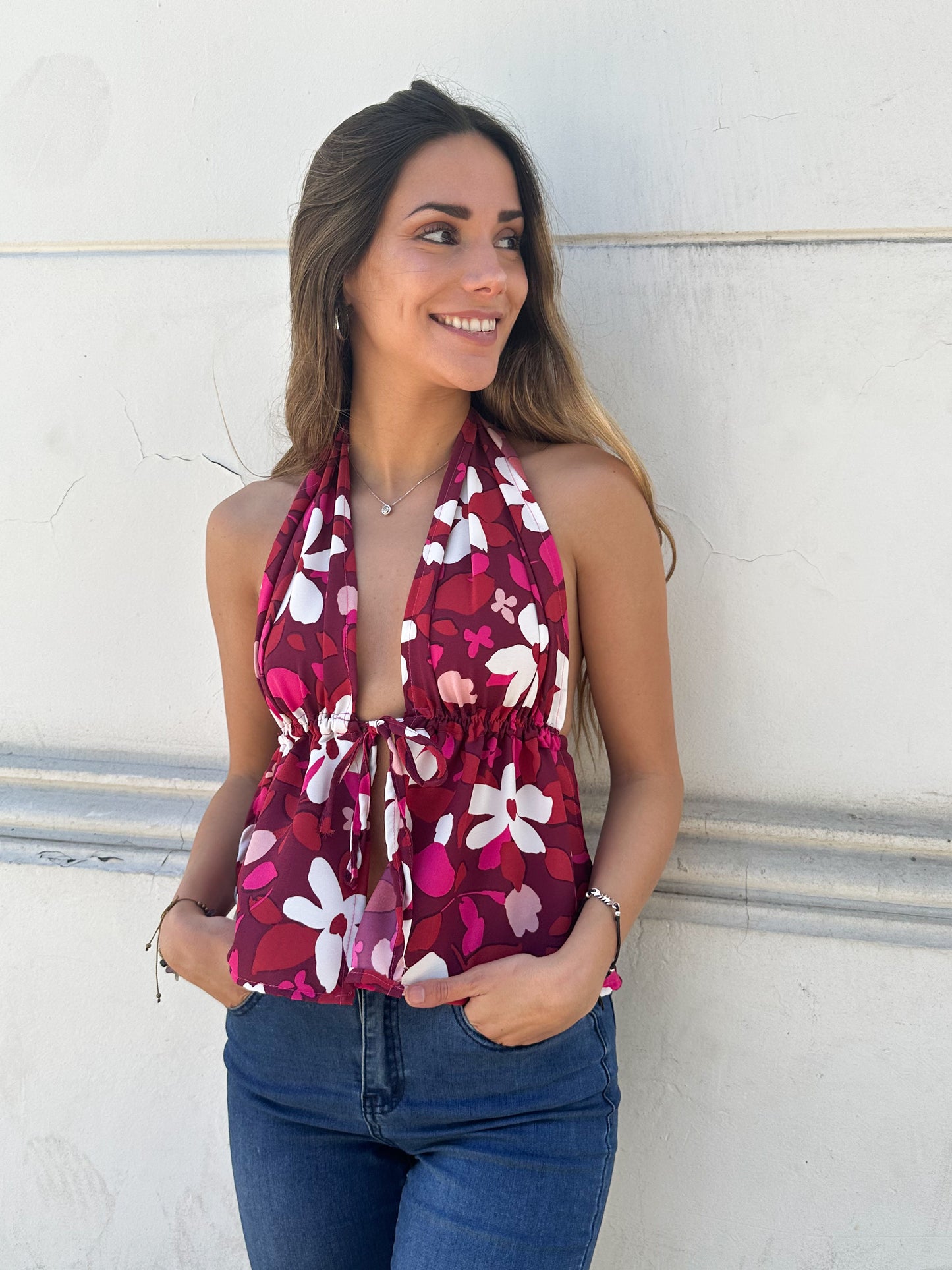 Top Marsella flores pink