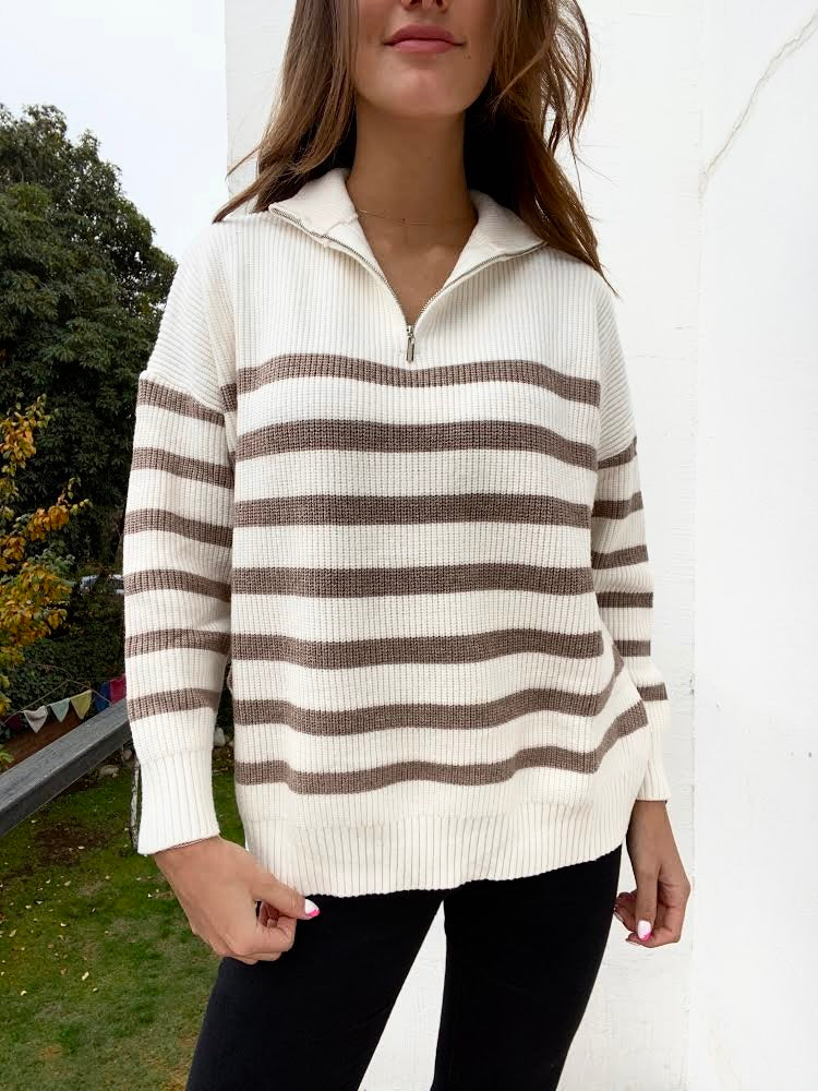 Sweater Begoña rayas beige