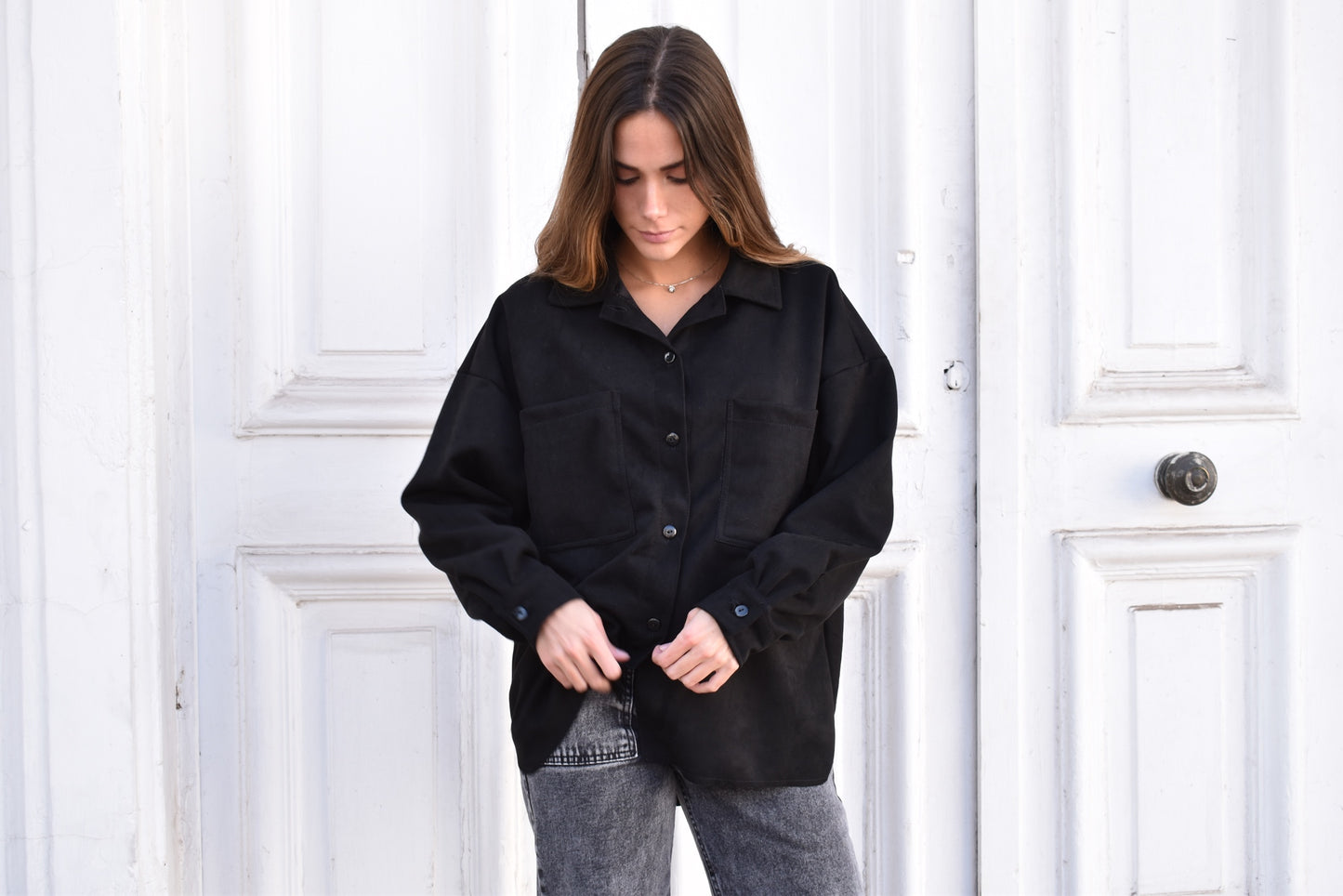 Camisa Capri negro suede