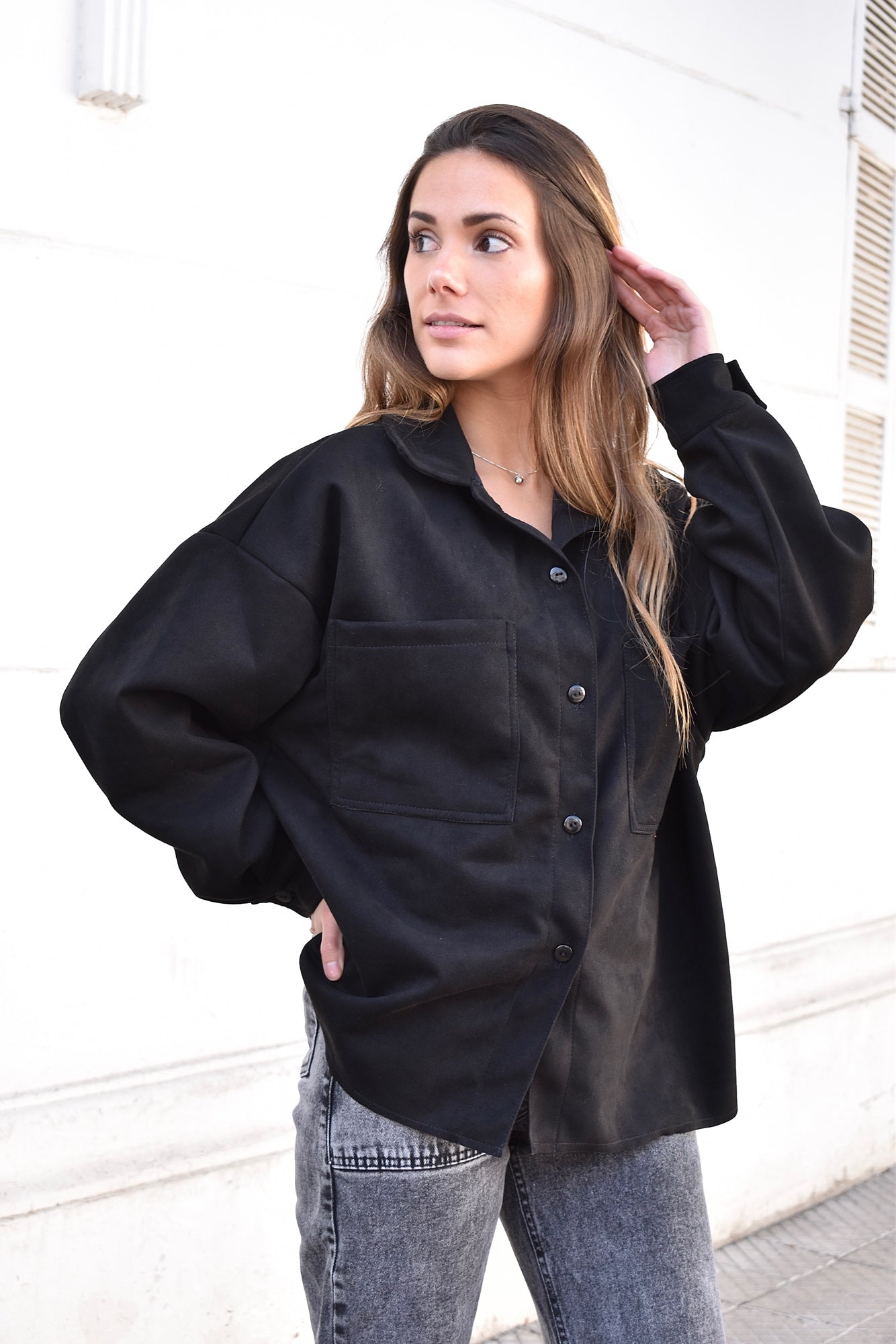Camisa Capri negro suede