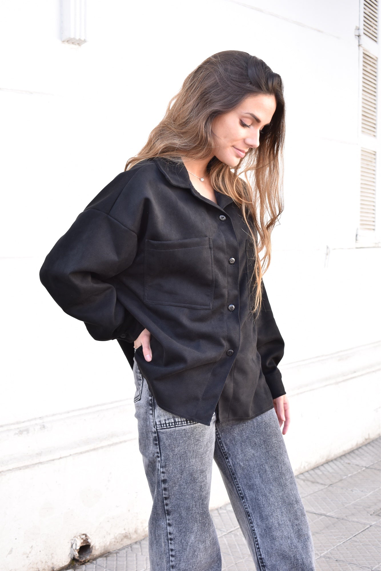 Camisa Capri negro suede