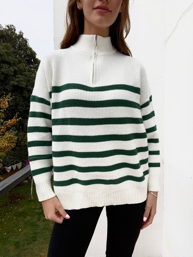 Sweater Begoña rayas verde