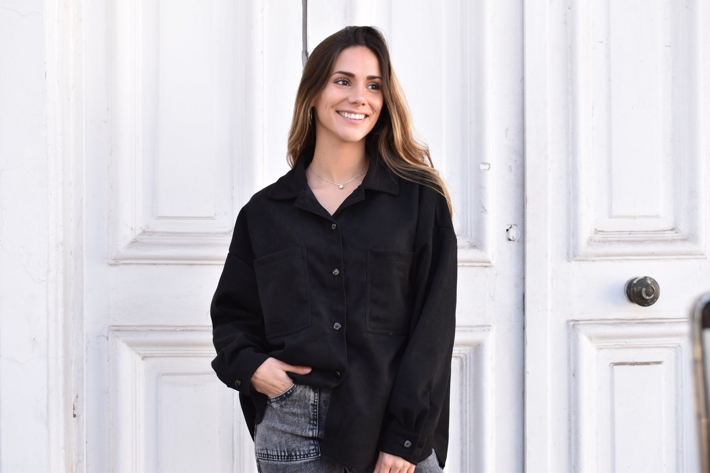 Camisa Capri negro suede