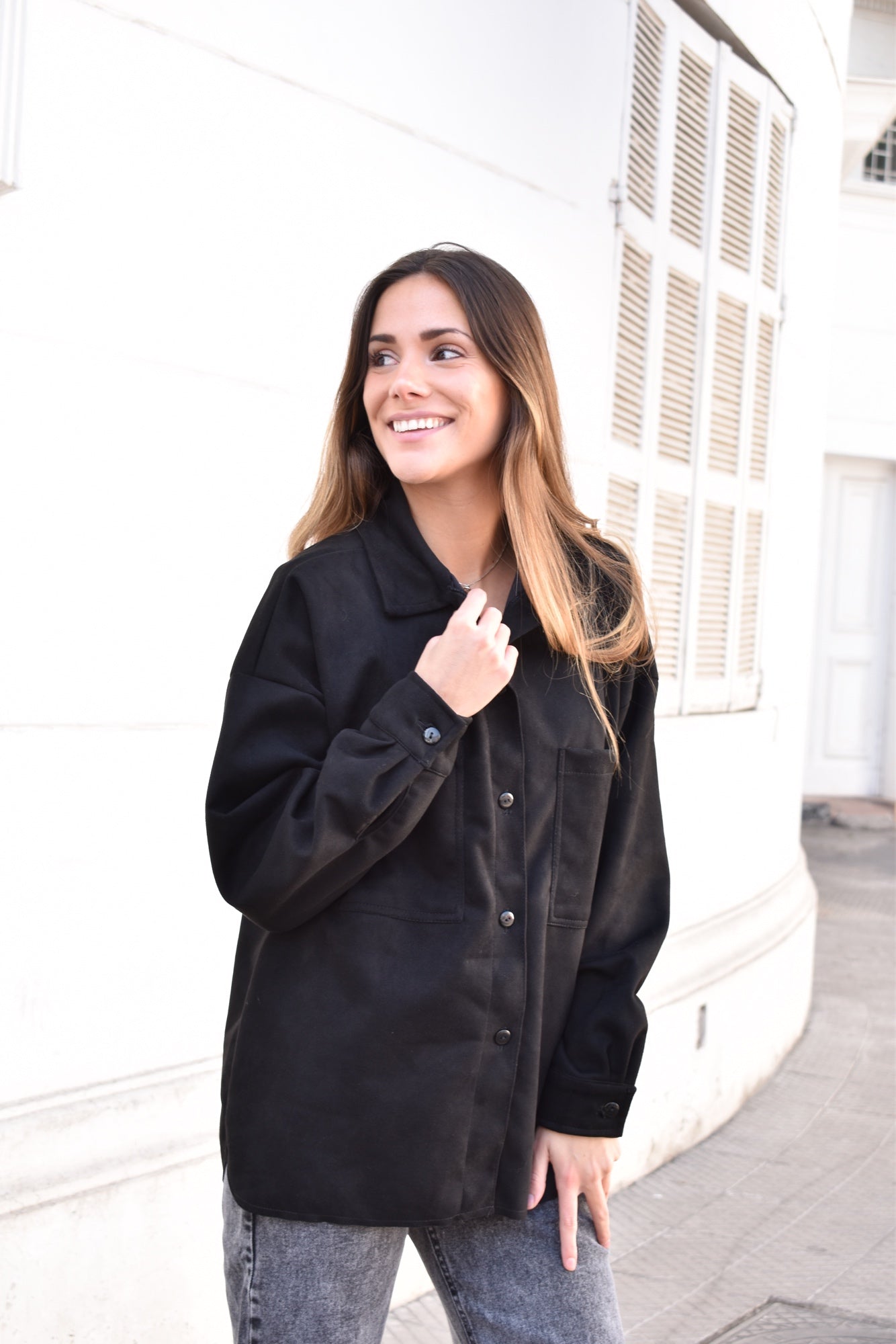 Camisa Capri negro suede