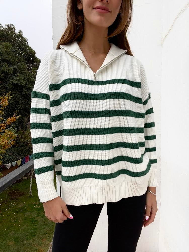 Sweater Begoña rayas verde