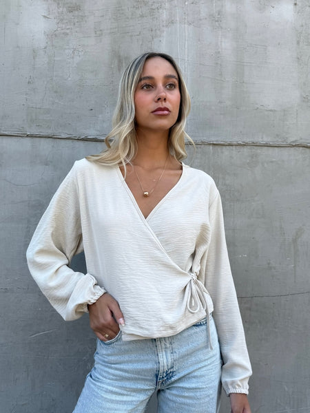 BLUSA MALLORCA MANGA LARGA BEIGE