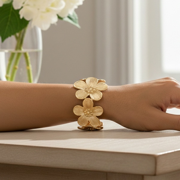 Brazalete Flor Dorado