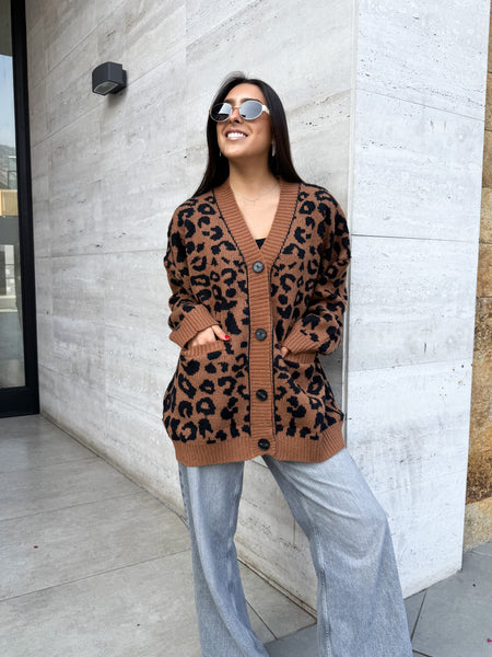 CARDIGAN PRINT LEOPARDO CAFÉ
