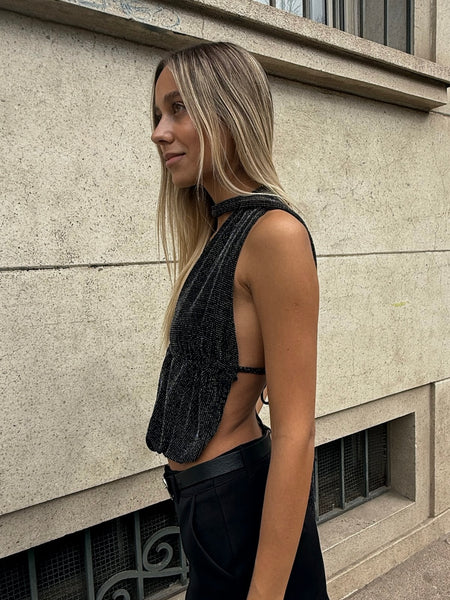 TOP SEVILLA NEGRO BRILLOS
