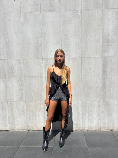 SHORT GINEBRA PLATA LENTEJUELAS