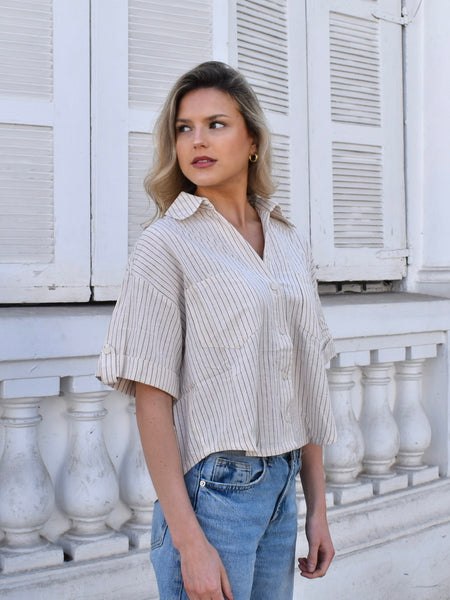Blusa lino rayas