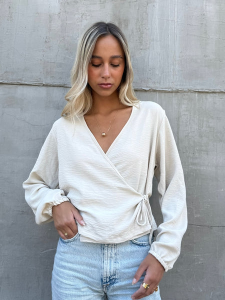 BLUSA MALLORCA MANGA LARGA BEIGE