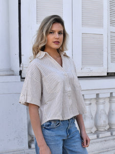 Blusa lino rayas
