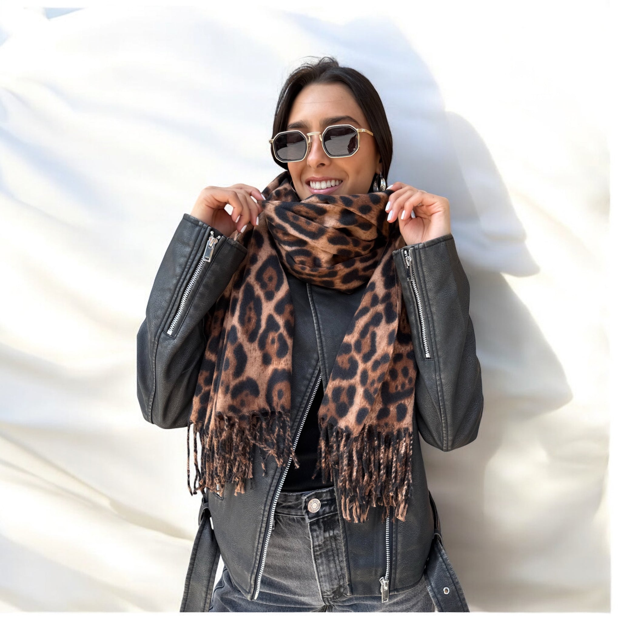 BUFANDA PRINT LEOPARDO CAFÉ
