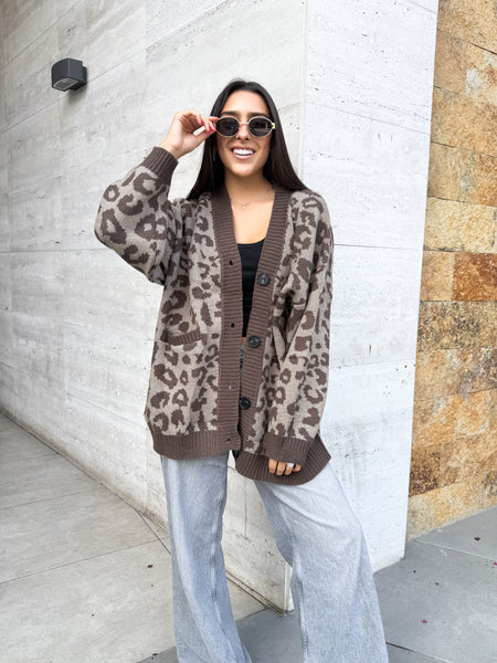 CARDIGAN PRINT LEOPARDO GRIS
