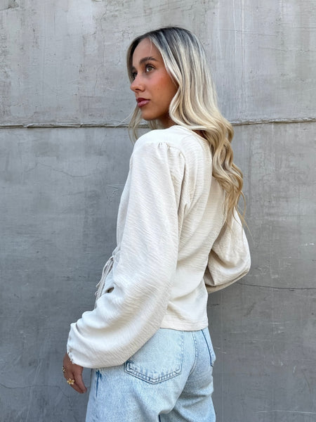 BLUSA MALLORCA MANGA LARGA BEIGE