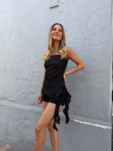 TOP ALBA VOLANTES NEGRO BRILLOS