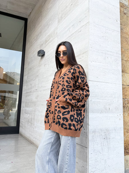 CARDIGAN PRINT LEOPARDO CAFÉ