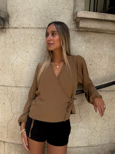 BLUSA MALLORCA MANGA LARGA CAFÉ