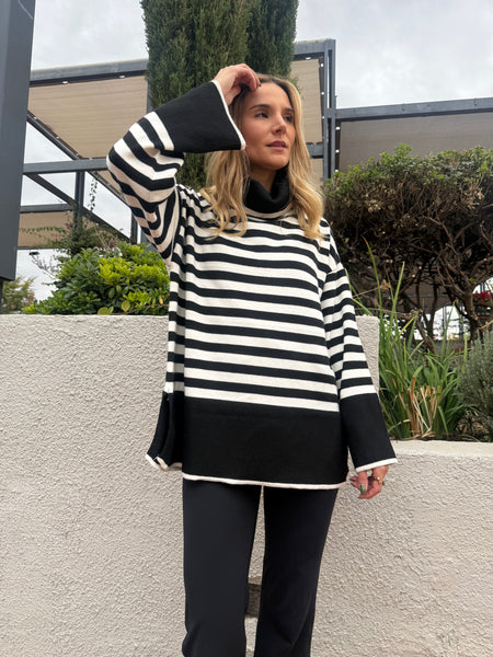 SWEATER CAIRO RAYAS NEGRO
