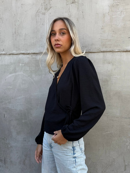 BLUSA MALLORCA MANGA LARGA NEGRO