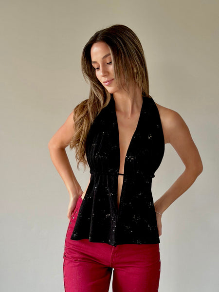 TOP CARMINA NEGRO BRILLOS 4