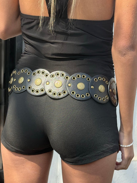 CINTURÓN CARMINA NEGRO DORADO ENVEJECIDO