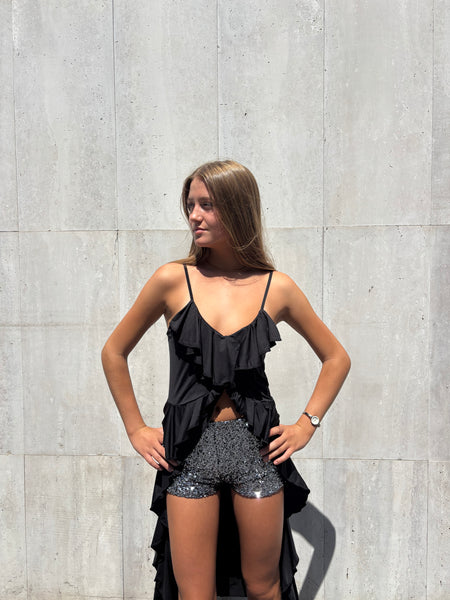 SHORT GINEBRA PLATA LENTEJUELAS