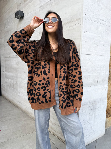 CARDIGAN PRINT LEOPARDO CAFÉ