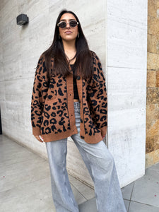 CARDIGAN PRINT LEOPARDO CAFÉ