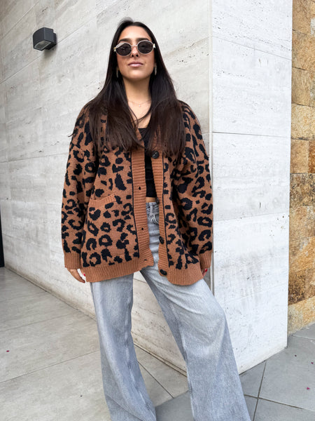 CARDIGAN PRINT LEOPARDO CAFÉ