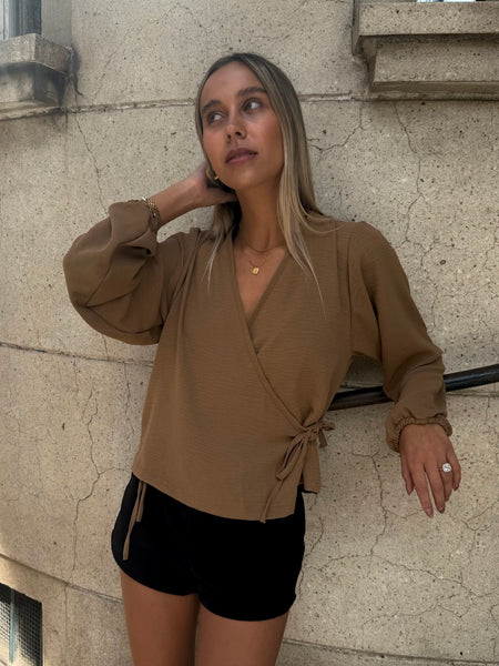BLUSA MALLORCA MANGA LARGA CAFÉ