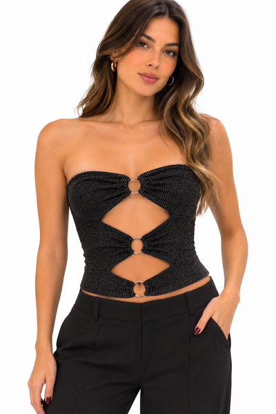 Top Marsella Argolla Negro Brillos