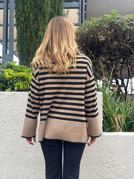 SWEATER CAIRO RAYAS BEIGE