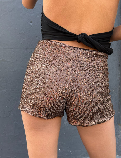 SHORT GINEBRA CAFÉ LENTEJUELAS