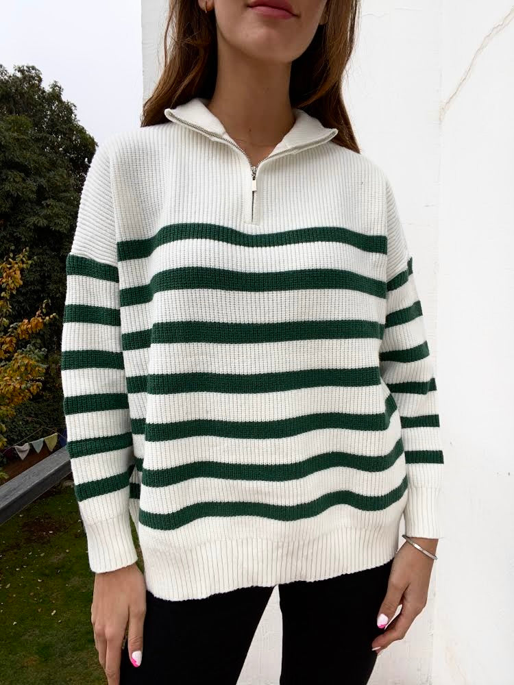 Sweater Begoña rayas verde